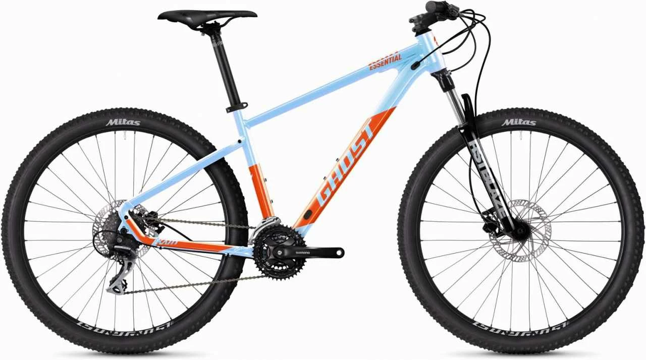 Ghost Kato Essential 27.5 AL Baby Blue Pearl / Dark Orange Glossy VTT Semi-rigide